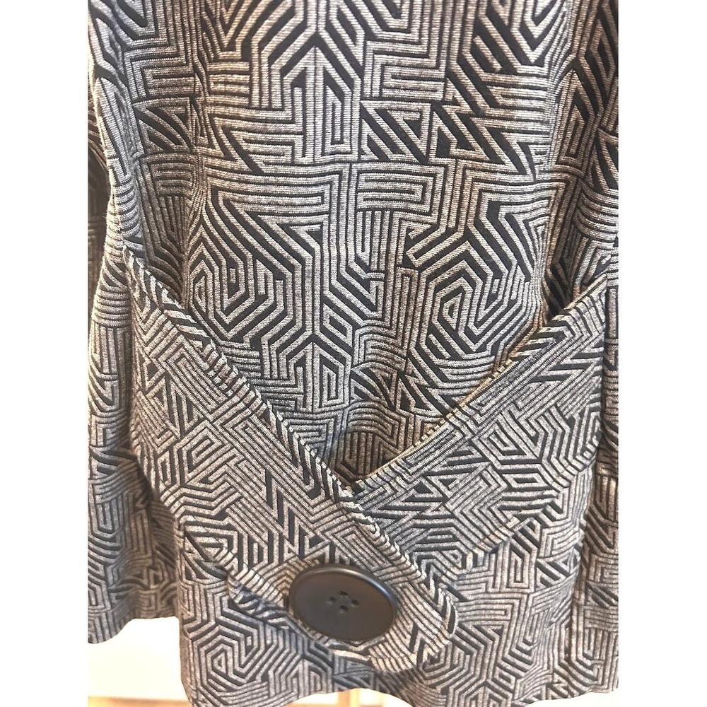 Joseph Ribikoff Grey Black Geometric‎ Jacquard Funnel Neck Swing Jacket Size 12 - Picture 8 of 11